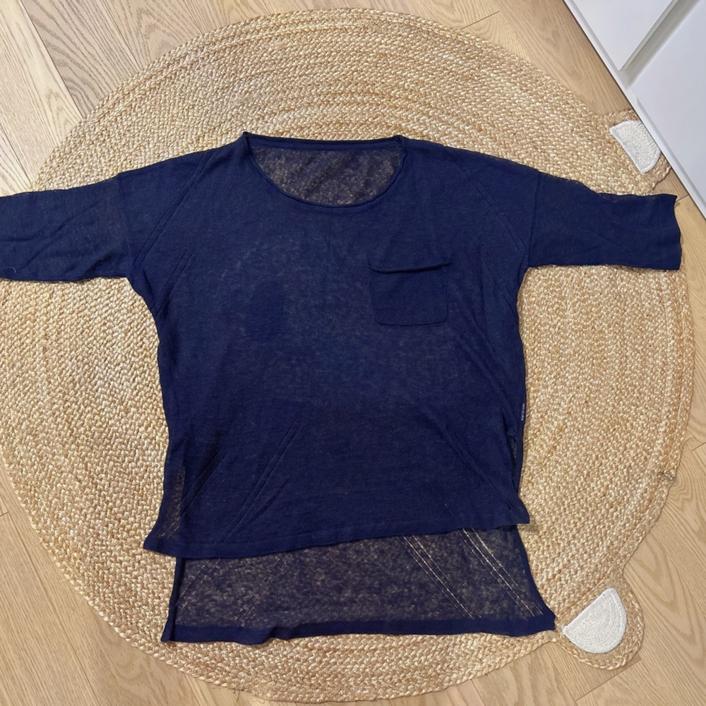 Navy Blue Women's Short Sleeve Top